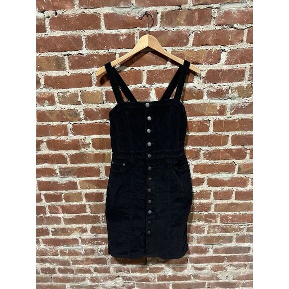 Free People Womens Black Sleeveless Corduroy Slip Dress Size 12 - Picture 1 of 3